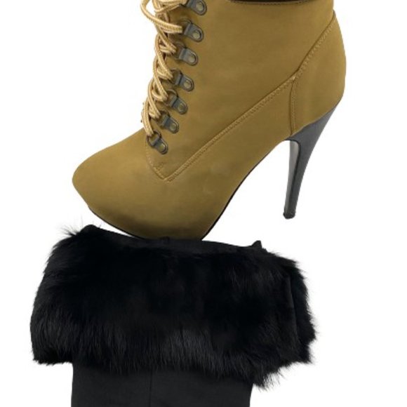 Boot Covers Black Rabbit Fur One Size SKU 0003260-1 - Picture 5 of 7